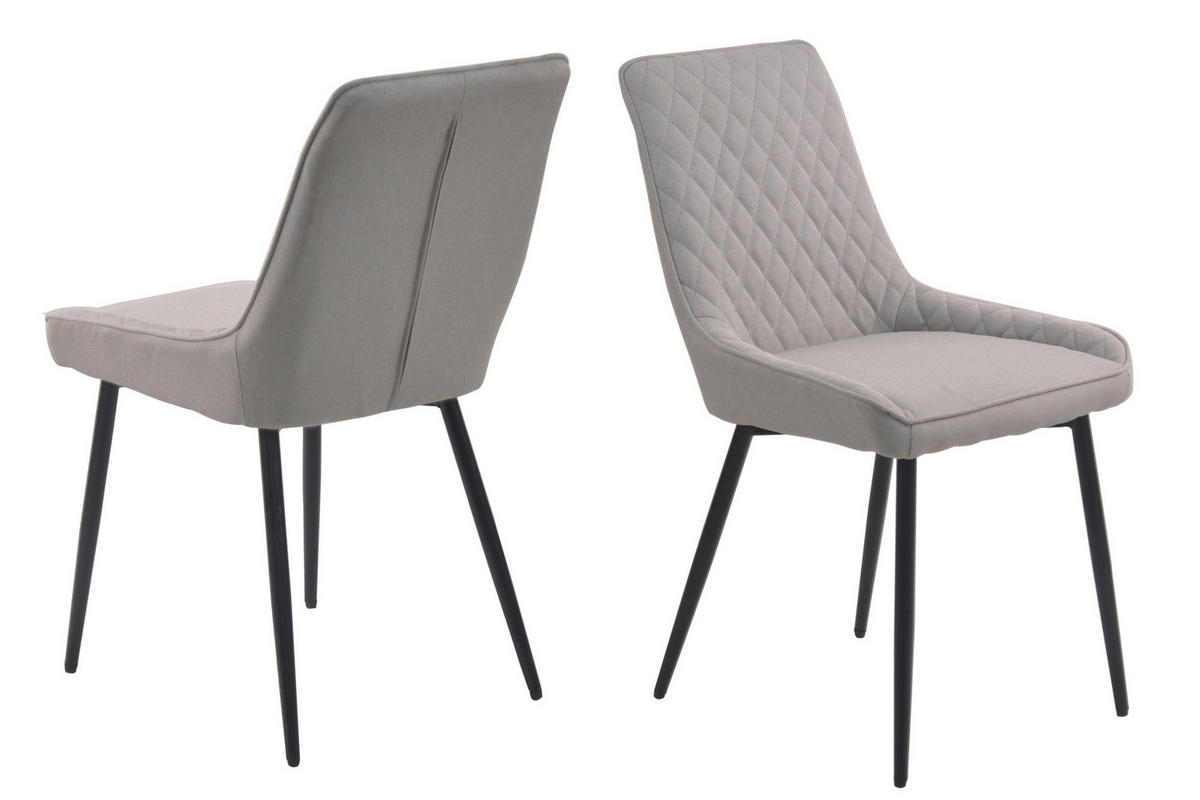 STUHL-SET 2 Stück  in Textil  - Hellgrau/Schwarz, Design, Textil/Metall (52/86/56cm) - Livetastic