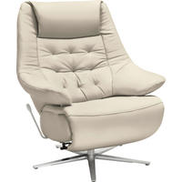 RELAXSESSEL in Leder Naturfarben  - Alufarben/Naturfarben, Design, Leder/Metall (84/104/81cm) - Valdera