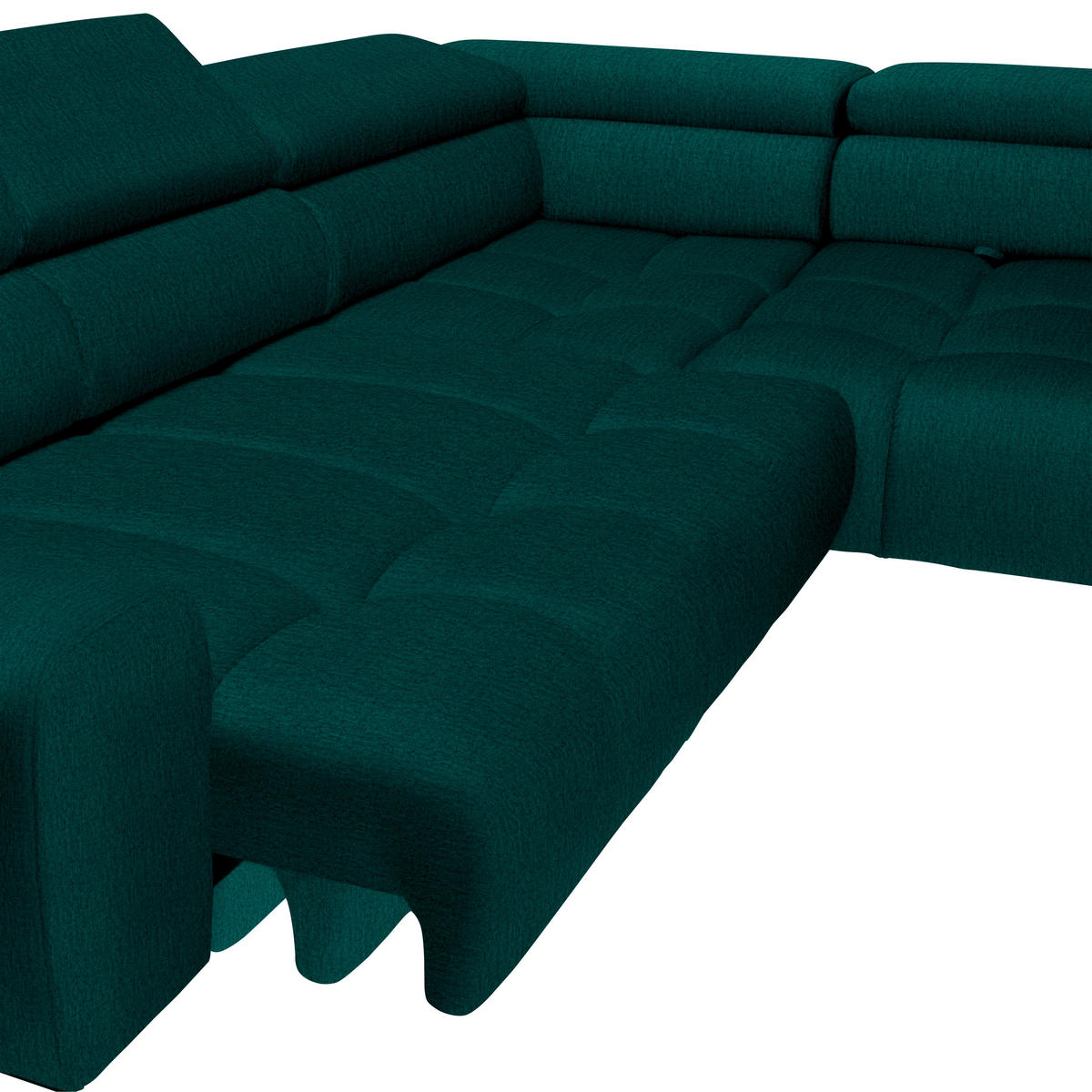 ECKSOFA in Samt, Webstoff Dunkelgrün  - Dunkelgrün/Schwarz, Design, Textil/Metall (300/216cm) - Welnova