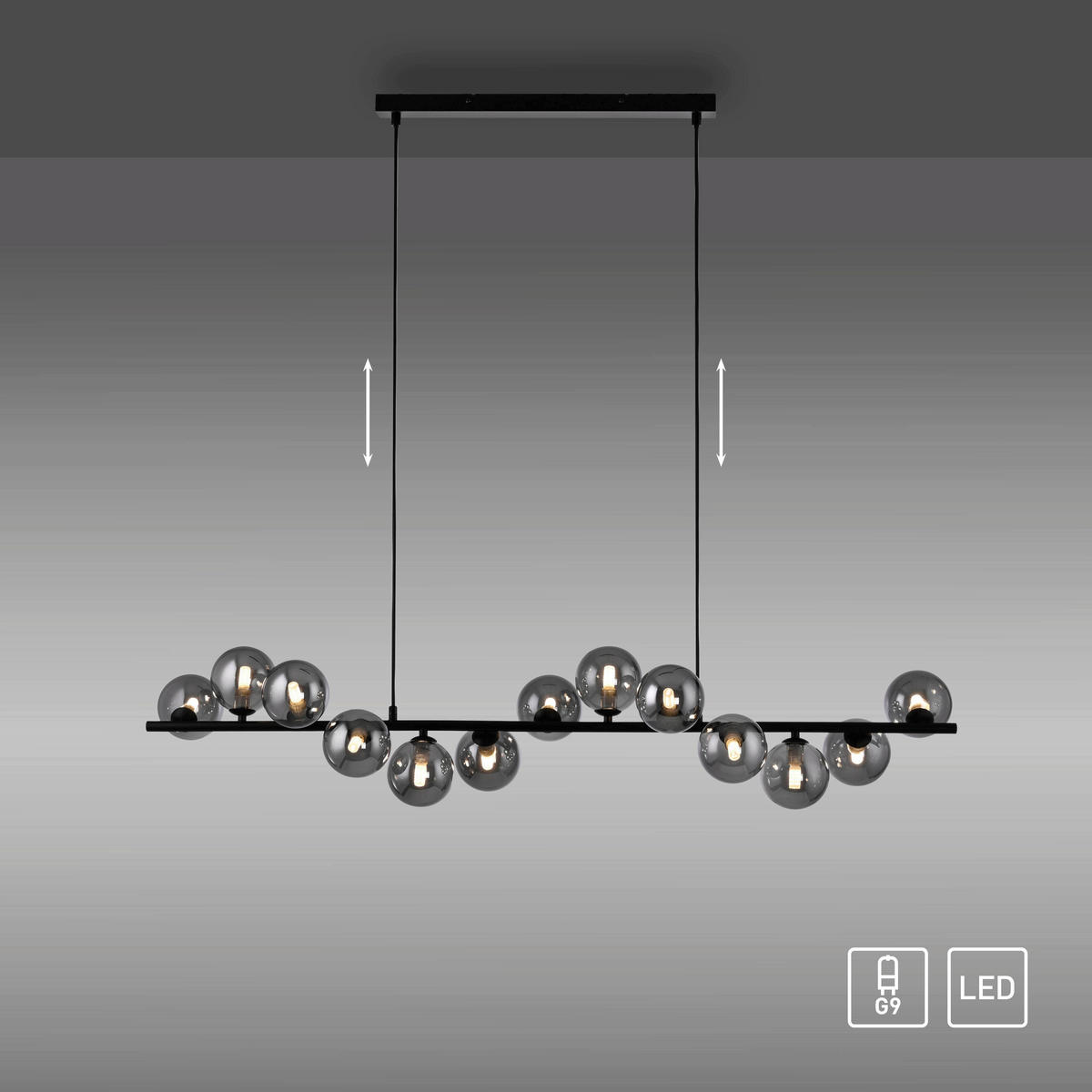 LED-PENDELLEUCHTE 118/23/150 cm  - Schwarz, Design, Glas/Kunststoff (118/23/150cm) - Schöner Wohnen