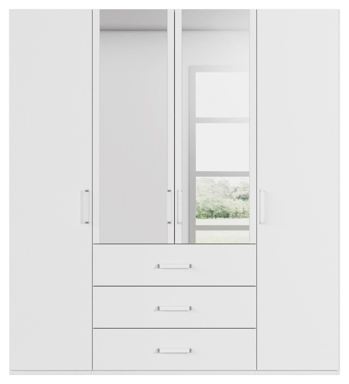 DREHTÜRENSCHRANK 201/223/60 cm 4-türig Weiß  - Weiß, Design, Glas/Holzwerkstoff (201/223/60cm) - Novel