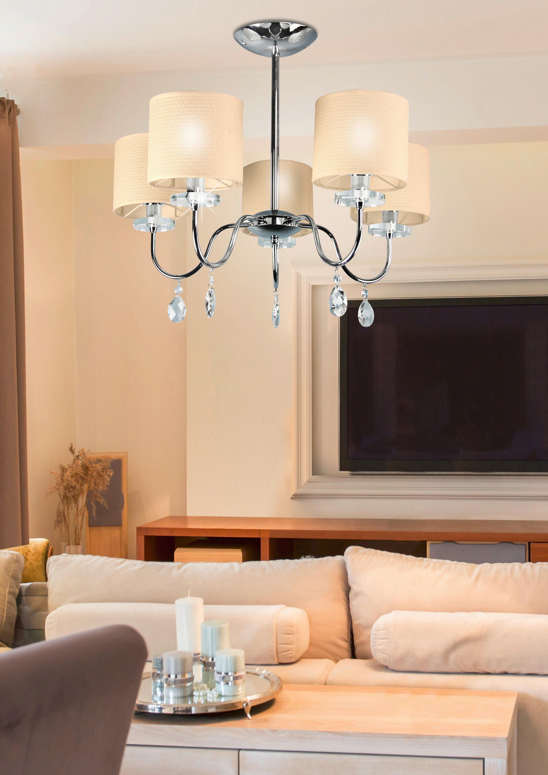 TAKLAMPA Estera 58/58/56 cm  - kromfärg, Klassisk, metall/plast (58/58/56cm)
