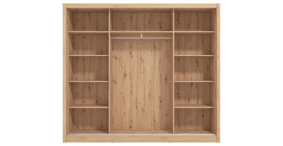 SCHIEBETÜRENSCHRANK 242/215,5/60 cm 3-türig Eiche Artisan - Schwarz/Eiche Artisan, Basics, Glas/Holzwerkstoff (242/215,5/60cm) - Xora