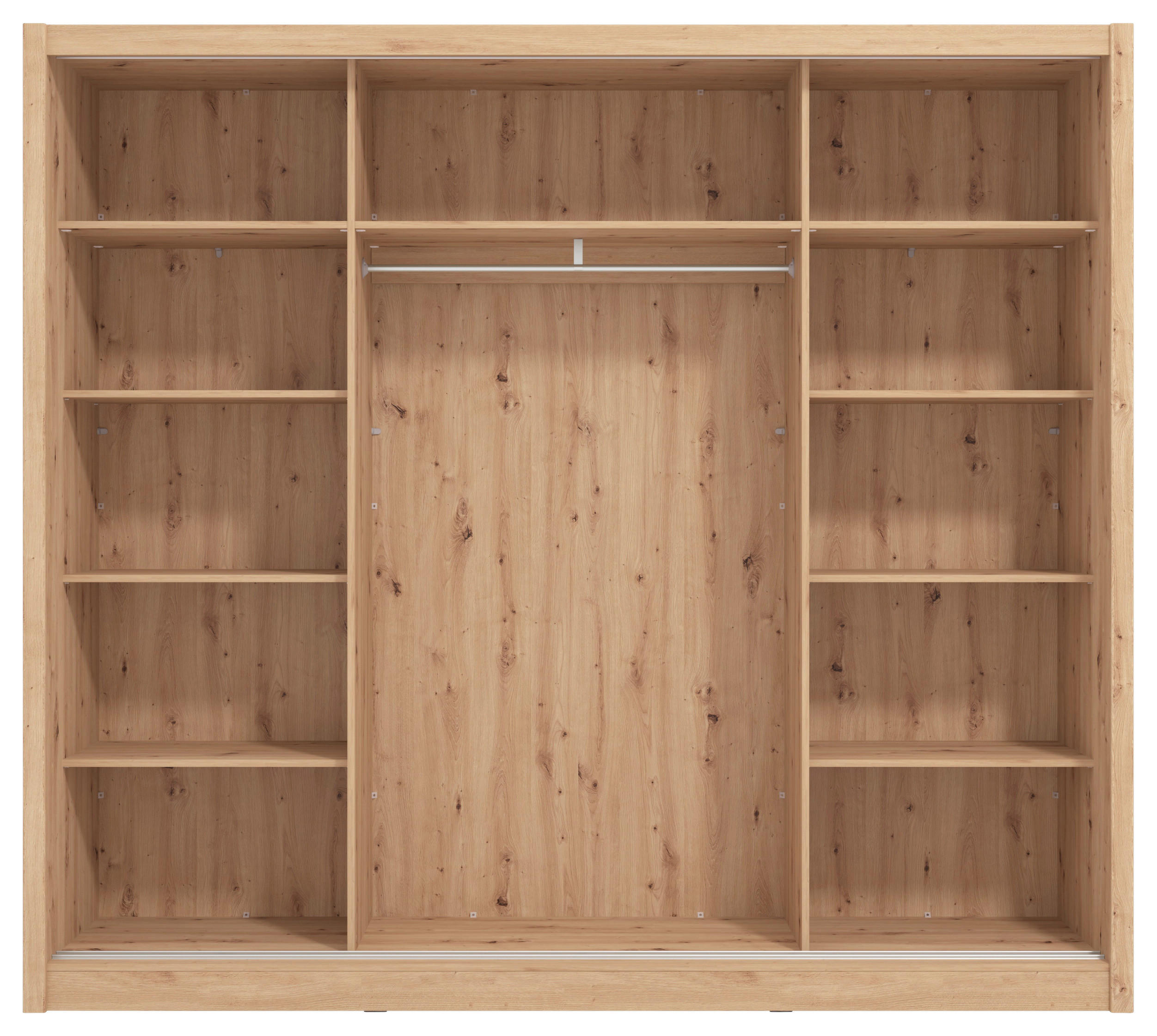 SCHIEBETÜRENSCHRANK 242/215,5/60 cm 3-türig Eiche Artisan  - Schwarz/Eiche Artisan, Basics, Glas/Holzwerkstoff (242/215,5/60cm) - Xora
