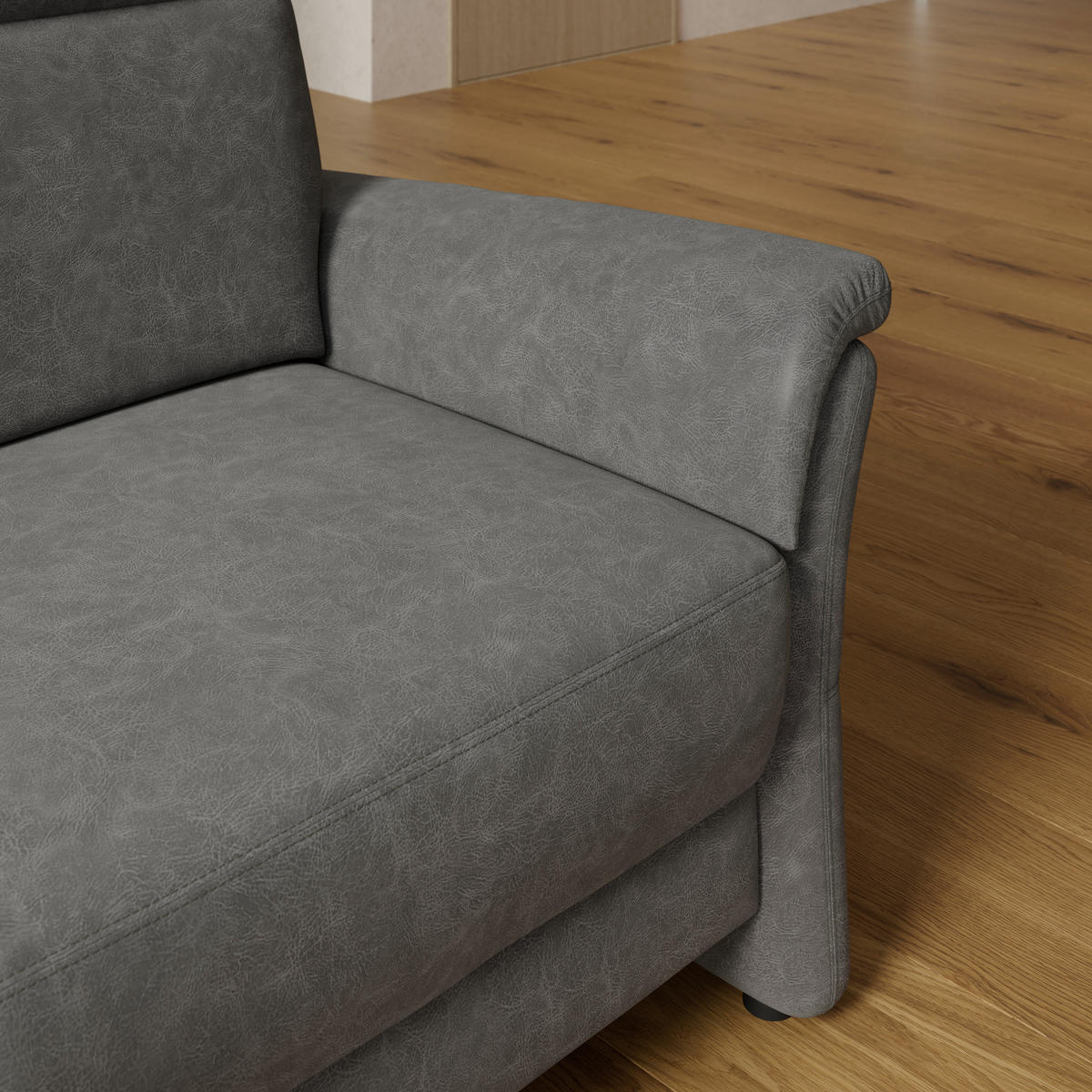 2,5-SITZER Mikrofaser Dunkelgrau  - Dunkelgrau/Schwarz, KONVENTIONELL, Kunststoff/Textil (170/99/91cm) - Elegando