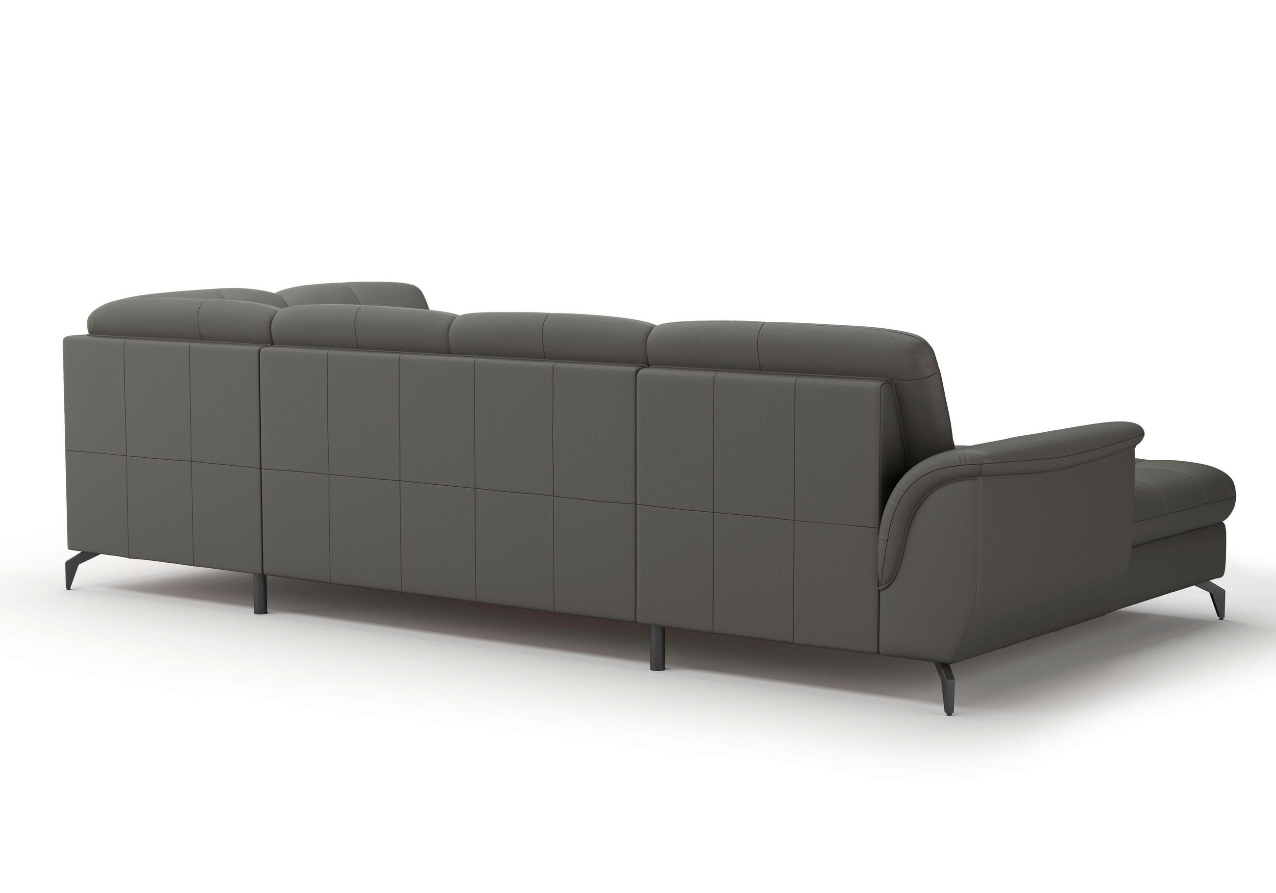 WOHNLANDSCHAFT Anthrazit Echtleder  - Anthrazit/Schwarz, MODERN, Leder/Metall (164/319/212cm) - Sit & More