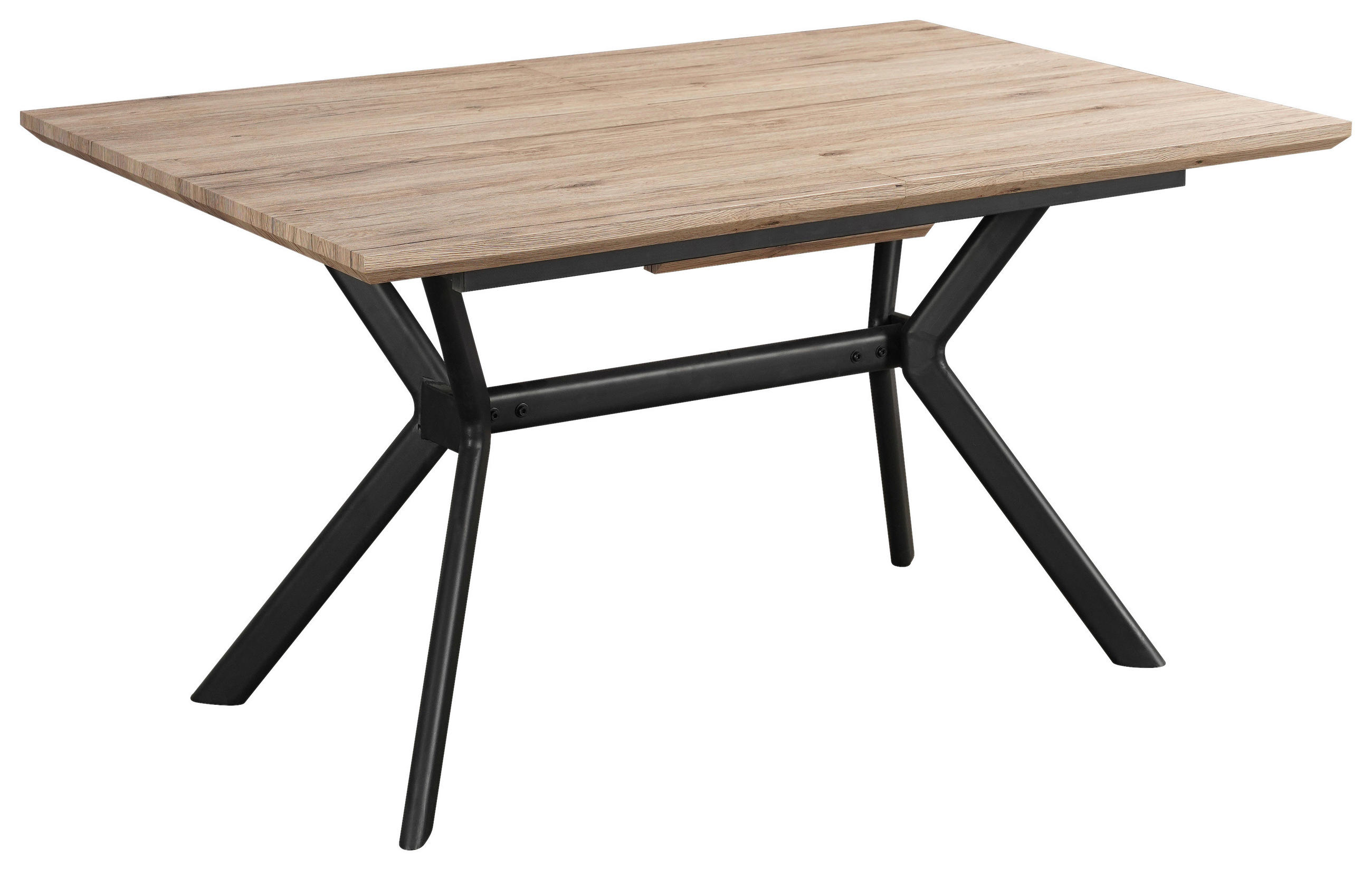 ESSTISCH Naturfarben, Schwarz rechteckig  ausziehbar  - Schwarz/Naturfarben, MODERN, Holzwerkstoff/Metall (140/90/76cm) - MID.YOU