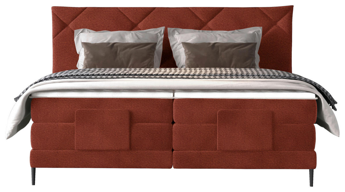 BOXSPRINGBETT 180/200 cm  in Rostfarben  - Rostfarben/Schwarz, Konventionell, Textil/Metall (180/200cm) - Esposa