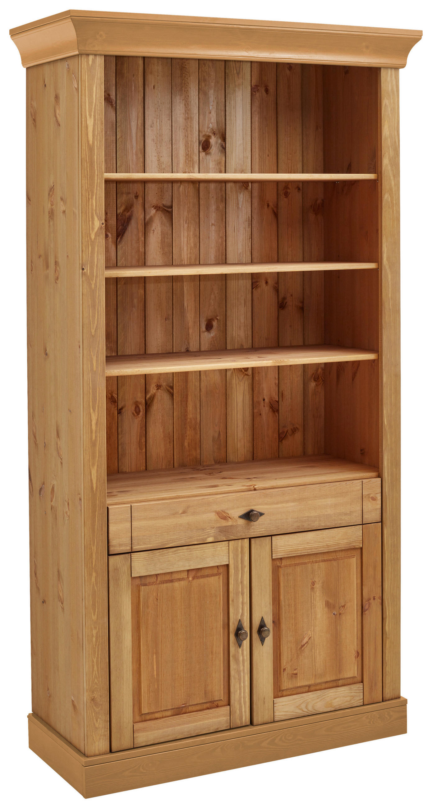 REGAL Kiefer massiv Laugenfarbig  - Laugenfarbig/Kupferfarben, ROMANTIK / LANDHAUS, Holz/Metall (108/202/45cm) - Boxxx