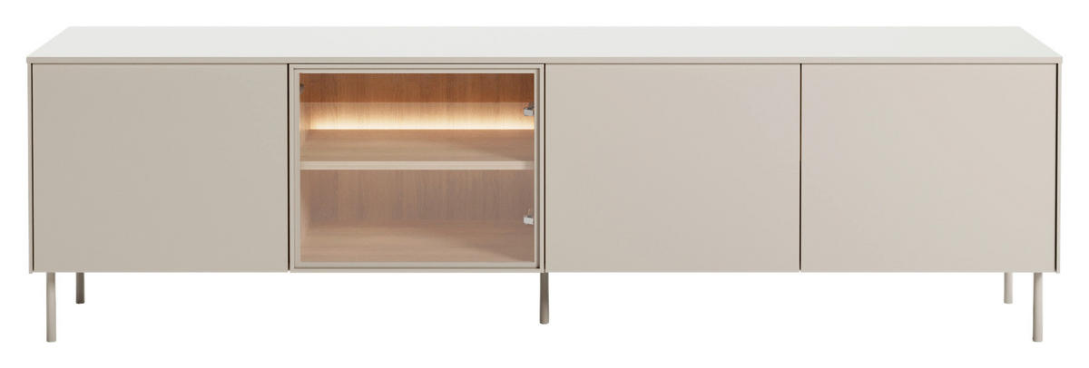 TV-ELEMENT Eichefarben, Kaschmir  195/57/41 cm  - Kaschmir/Eichefarben, Modern, Glas/Holzwerkstoff (195/57/41cm) - Carryhome
