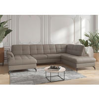 WOHNLANDSCHAFT in Vliesstoff Kombination Echtleder/Stoff Grau  - Schwarz/Grau, Modern, Leder/Textil (164/319/212cm) - Sit & More