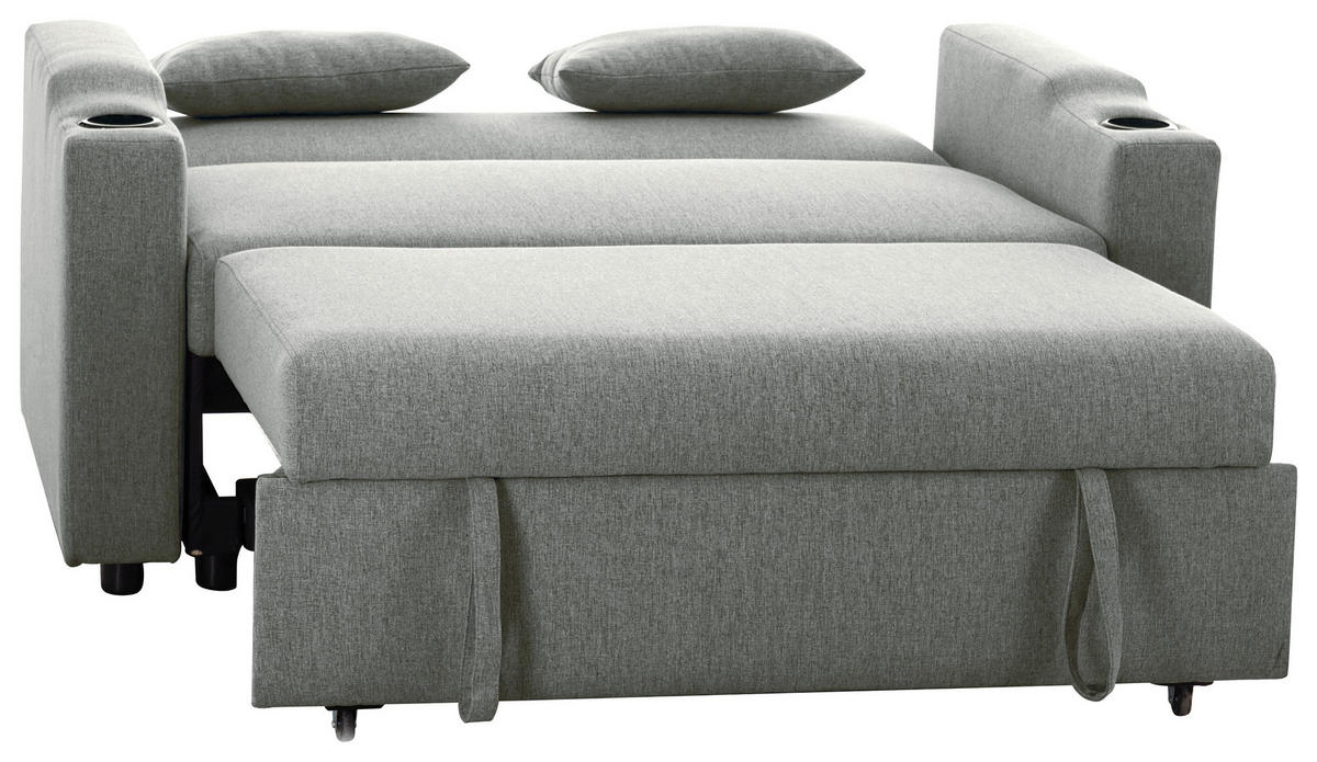 SCHLAFSOFA in Leinenoptik Dunkelgrau  - Dunkelgrau/Schwarz, Basics, Kunststoff/Textil (150/91/85cm) - P & B