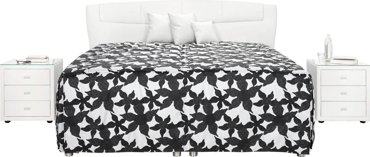 POLSTERBETT Matratze, gepolstertes Kopfteil, Lattenrost, Bettkasten, Tagesdecke, motorische Verstellbarkeit Schwarz, Weiß 180/200 cm  - Silberfarben/Schwarz, KONVENTIONELL, Textil/Metall (180/200cm) - Esposa