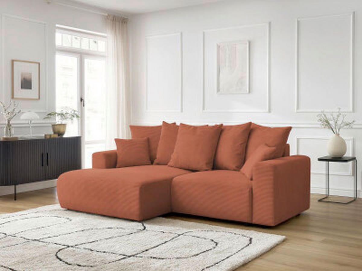 ECKSOFA Ottomane links  ATILLA Orange Cord  - Schwarz/Orange, MODERN, Kunststoff/Textil (149/244cm)