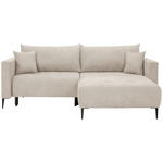 ECKSOFA  in Velours Beige  - Beige/Schwarz, KONVENTIONELL, Textil/Metall (226/155cm) - Carryhome