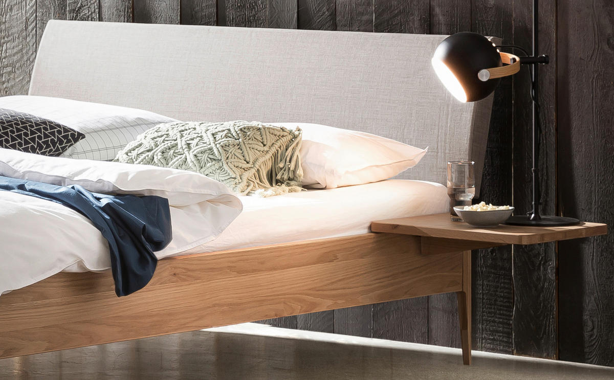 BETT 160/200 cm  in Eichefarben, Hellgrau  - Eichefarben/Hellgrau, KONVENTIONELL, Holz/Textil (160/200cm) - Hasena