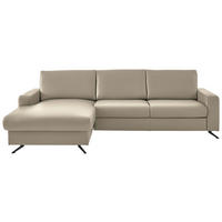 ECKSOFA in Echtleder Ecru  - Ecru/Schwarz, Design, Leder/Metall (165/267cm) - Lomoco