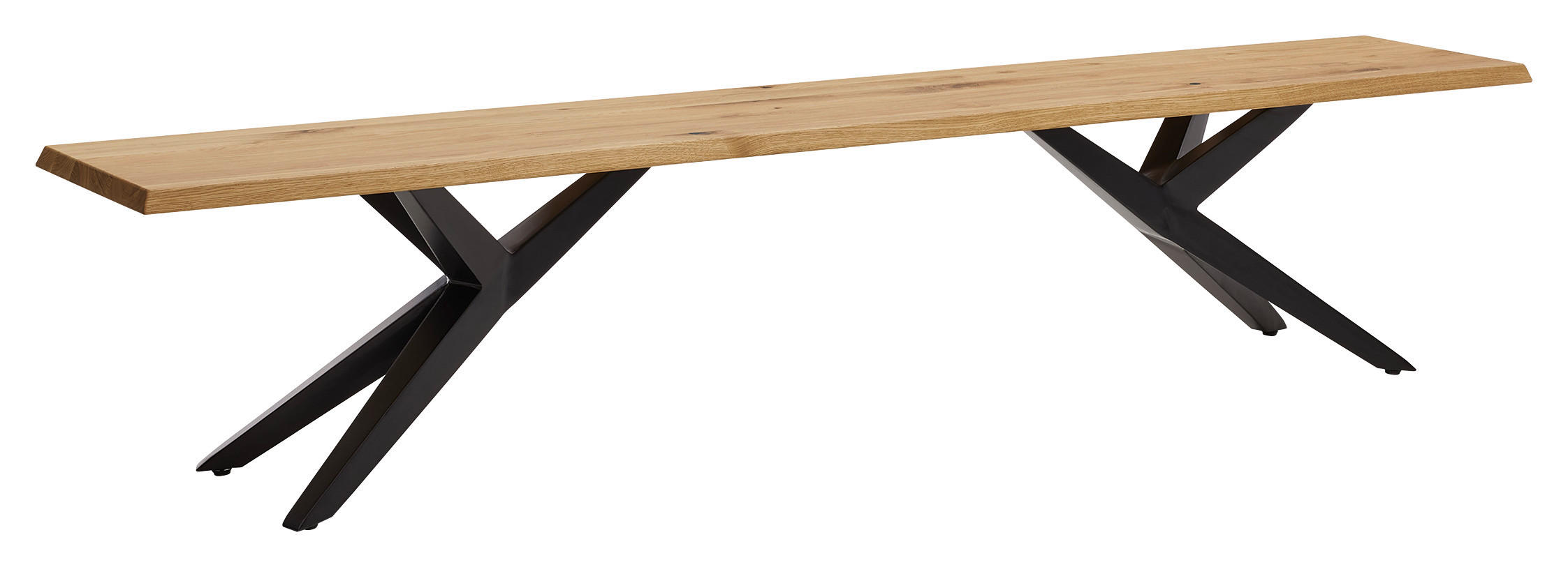 SITZBANK 200/40/46 cm Eichefarben Eiche massiv Metall  - Eichefarben/Schwarz, KONVENTIONELL, Holz/Metall (200/40/46cm) - Musterring