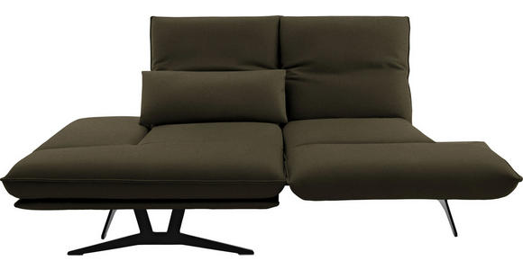 ECKSOFA in Echtleder Olivgrün 130/210 cm - Gelb/Schwarz, Design, Leder/Metall (130/210cm) - Dieter Knoll