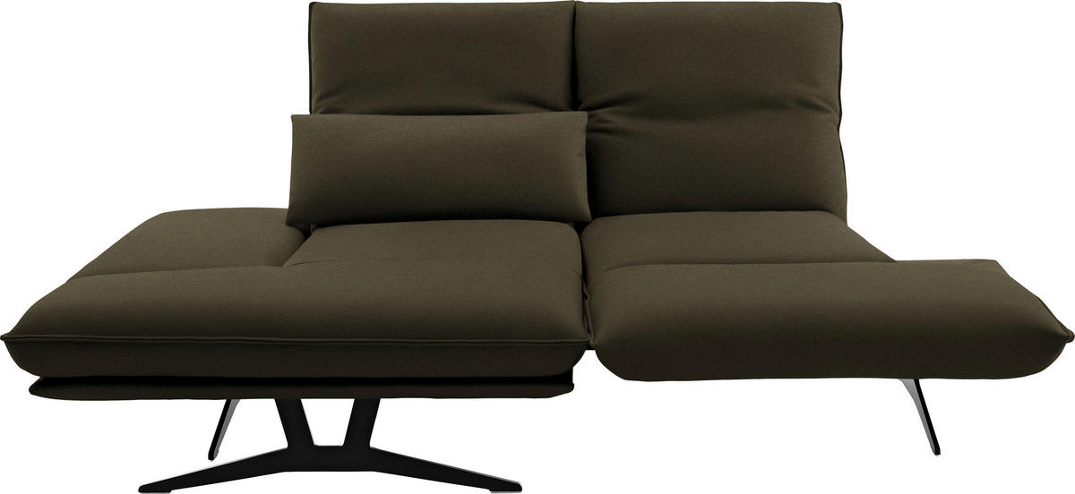 ECKSOFA in Echtleder Olivgrün  - Gelb/Schwarz, Design, Leder/Metall (130/210cm) - Dieter Knoll