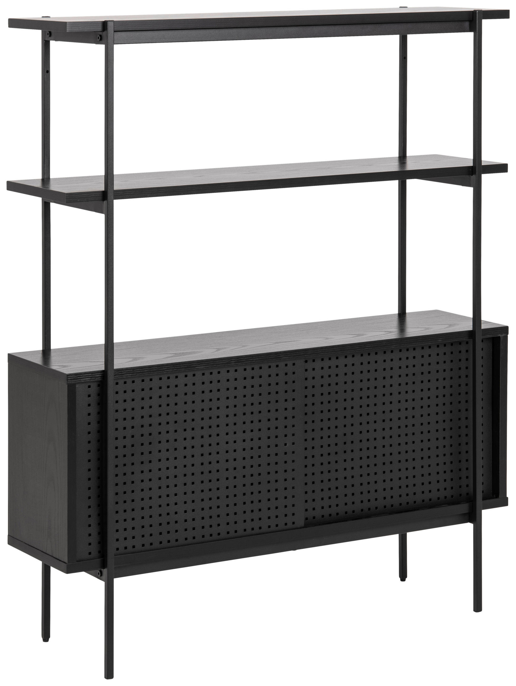 REGÁLOVÝ DÍL, černá, ocel, 94/113,8/27 cm - černá, Moderní, kov/kompozitní dřevo (94/113,8/27cm)