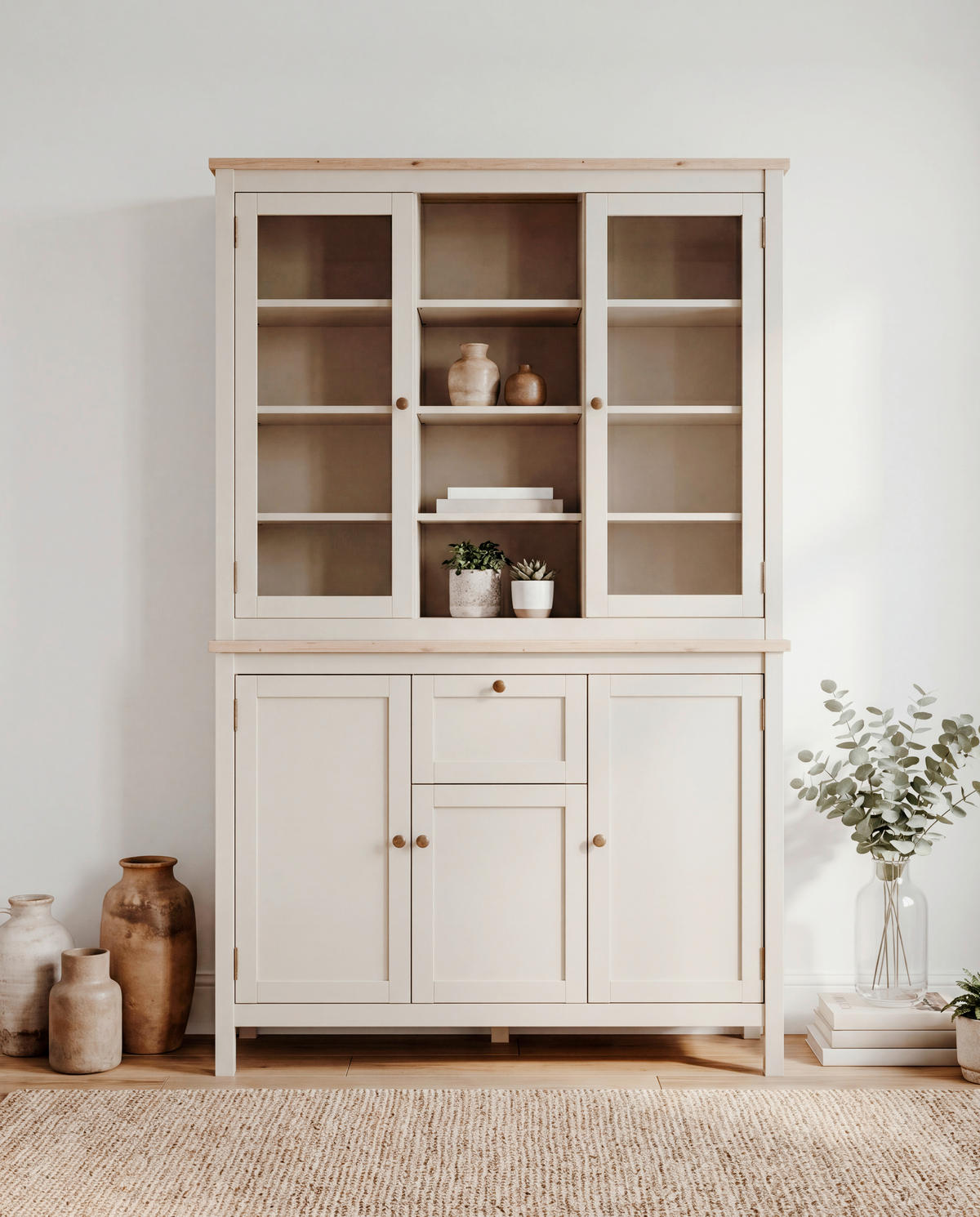 BUFFETAUFSATZ 119,6/100/40 cm   - Kaschmir/Eiche Artisan, Konventionell, Glas/Holzwerkstoff (119,6/100/40cm) - MID.YOU