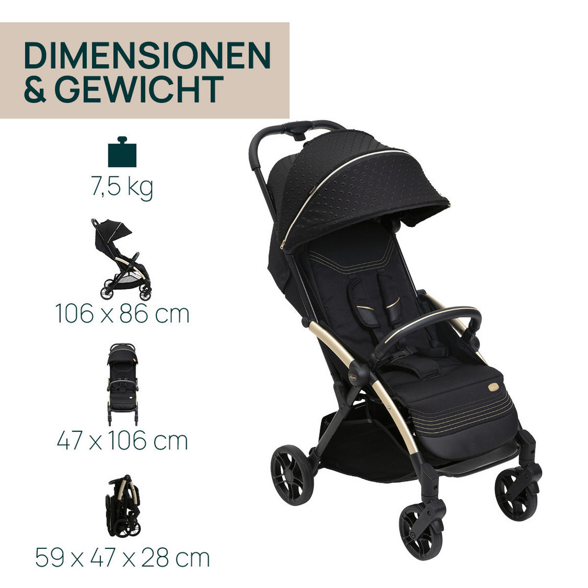 BUGGY GOODY XPLUS  - Schwarz, Basics, Textil/Metall (47/86/106cm) - Chicco