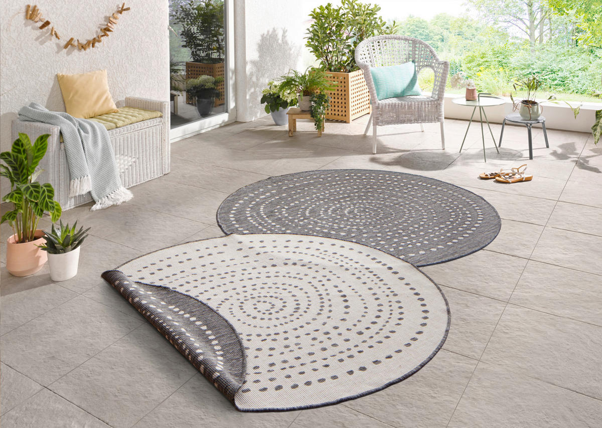 OUTDOORTEPPICH 200 cm Twin Creme, Grau  - Creme/Grau, Design, Kunststoff (200cm)