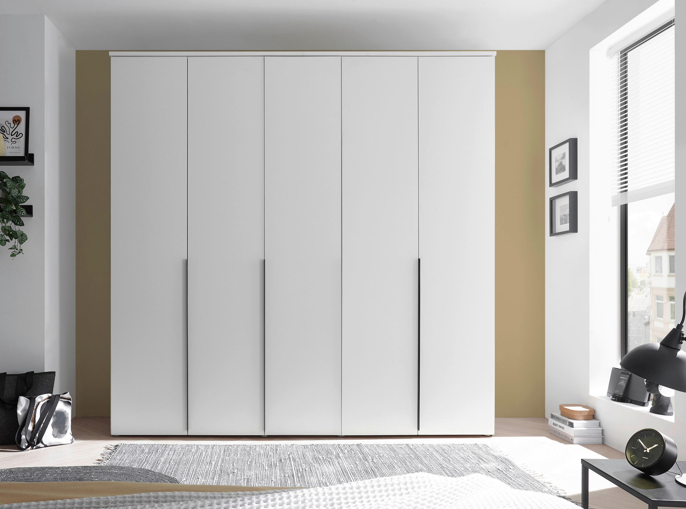 DREHTÜRENSCHRANK 225/225/52 cm 5-türig Weiß  - Schwarz/Weiß, MODERN, Holzwerkstoff/Kunststoff (225/225/52cm) - MID.YOU