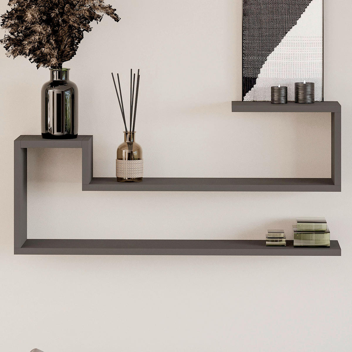 VÄGGHYLLPLAN 90/41,2/17 cm  - antracit, Design, trämaterial (90/41,2/17cm) - Livetastic