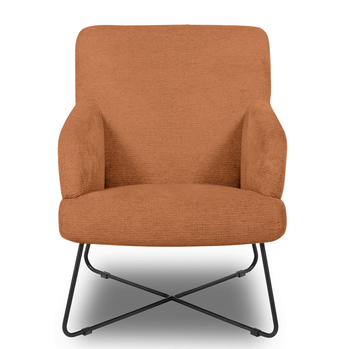 SESSEL in Chenille Rot  - Rot/Schwarz, Design, Textil/Metall (67/87/74cm) - Livetastic