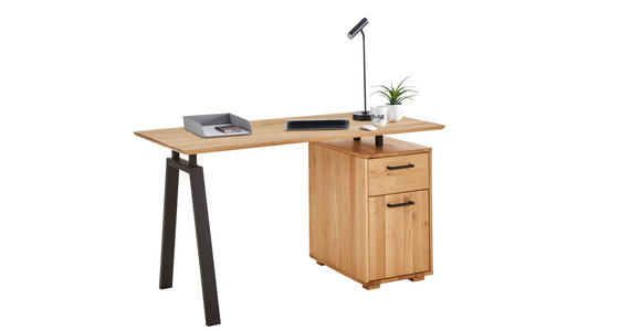 SCHREIBTISCH 140/65/75 cm  in Eichefarben  - Eichefarben/Schwarz, KONVENTIONELL, Holz/Kunststoff (140/65/75cm) - Linea Natura