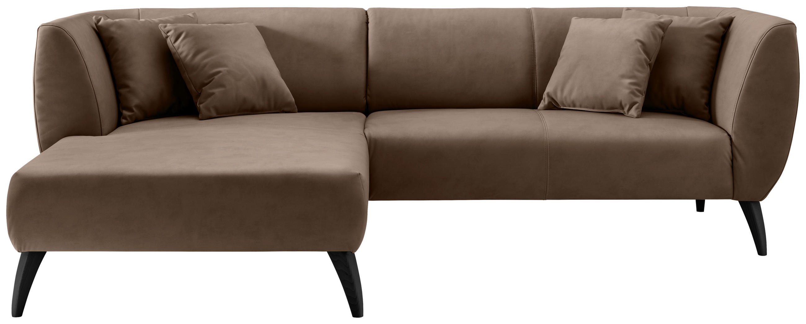 ECKSOFA Braun Lederlook  - Schwarz/Braun, MODERN, Holz/Textil (160/264cm) - Livetastic