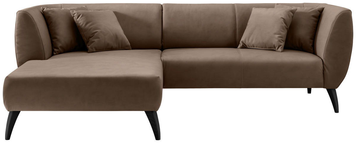 ECKSOFA Braun Lederlook  - Schwarz/Braun, MODERN, Holz/Textil (160/264cm) - Livetastic