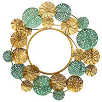 STENSKO OGLEDALO, 80/77/2,5 cm steklo  - zlate barve/zelena, Design, kovina/steklo (80/77/2,5cm) - MID.YOU