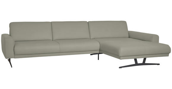 ECKSOFA in Echtleder Hellgrau  - Anthrazit/Hellgrau, KONVENTIONELL, Leder/Metall (324/182cm) - Ambiente