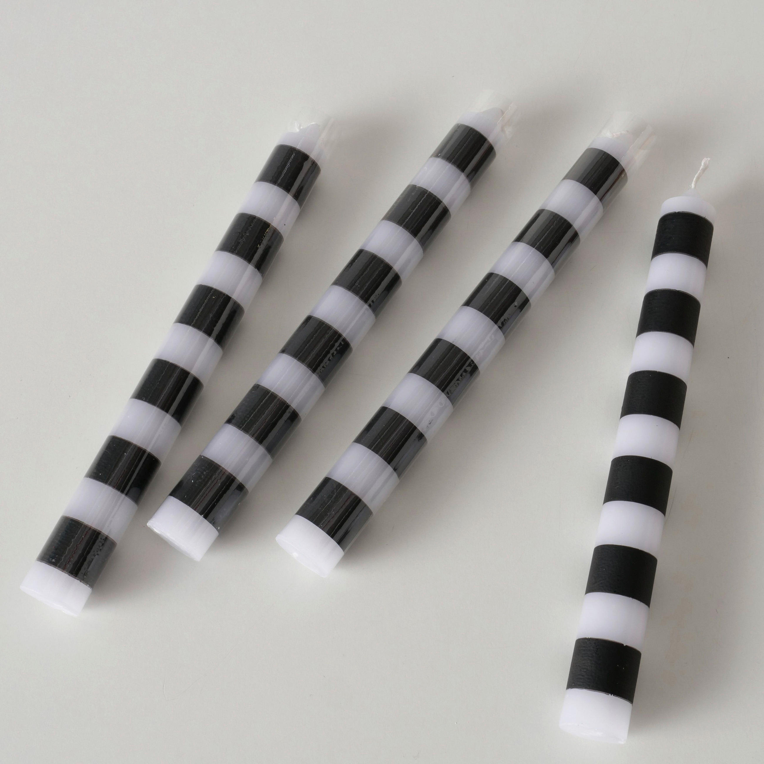  STABKERZENSET  - Schwarz/Weiß, Basics, Naturmaterialien/Paraffin (2,2/20cm)