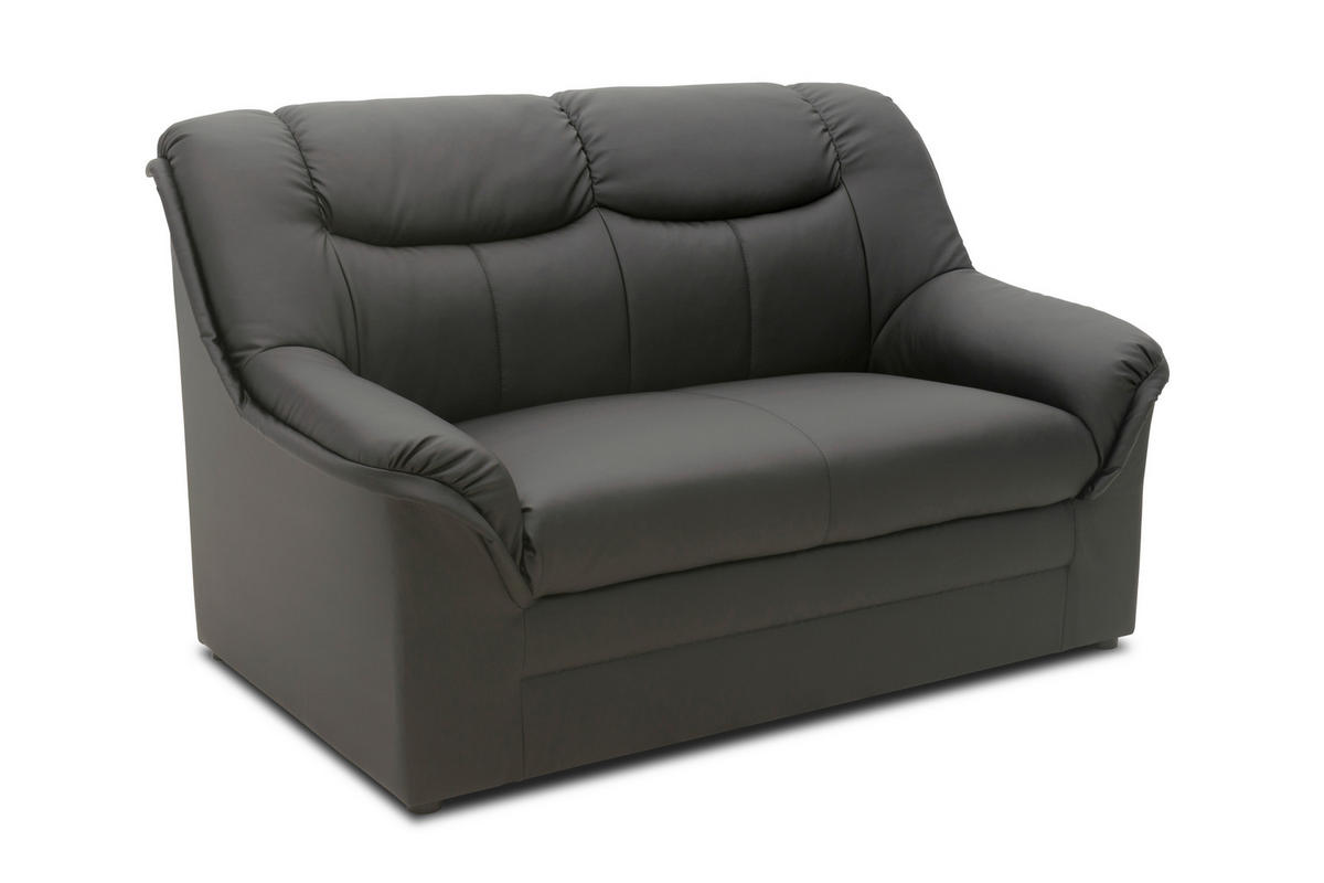 2-SITZER-SOFA BERLIN FK Lederlook Schwarz  - Schwarz, KONVENTIONELL, Kunststoff/Textil (143/89/90cm) - MID.YOU