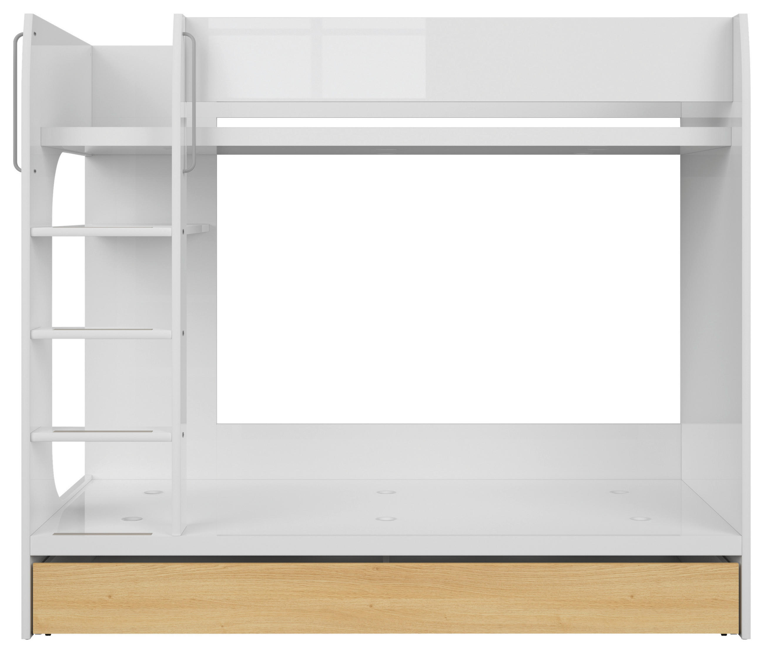 ETAGENBETT - Eichefarben/Weiß Hochglanz, MODERN, Holzwerkstoff (80/180cm) - MID.YOU