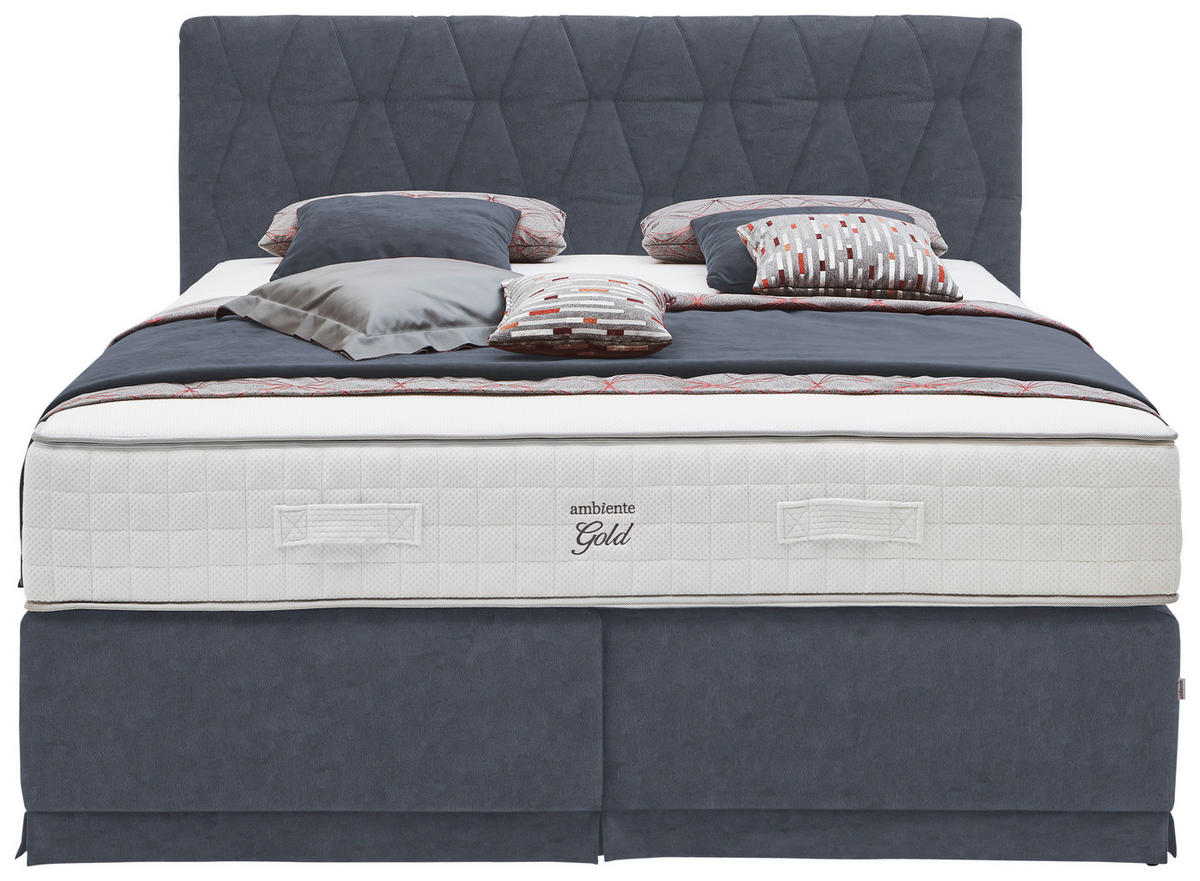 BOXSPRINGBETT 180/200 cm  in Blaugrau  - Blaugrau, Konventionell, Textil (180/200cm) - Ambiente