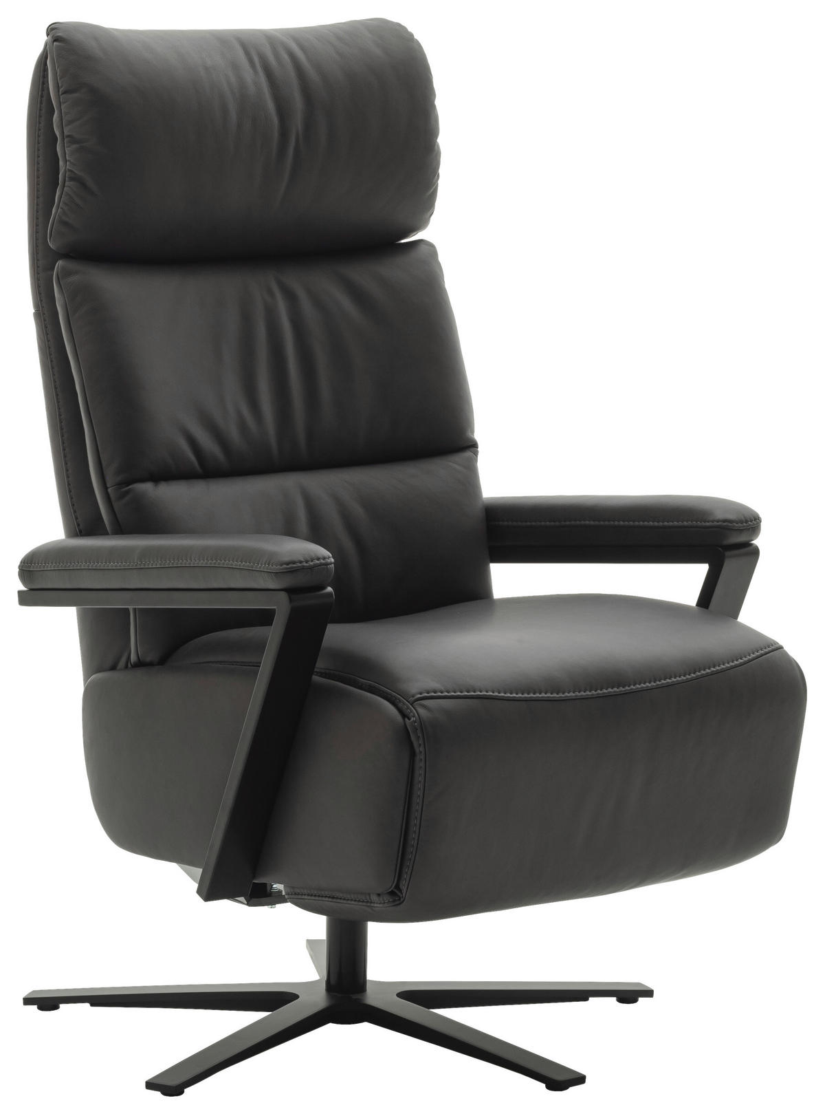 FERNSEHSESSEL in Anthrazit  - Anthrazit/Schwarz, Design, Leder/Metall (74/111/85cm) - Schöner Wohnen