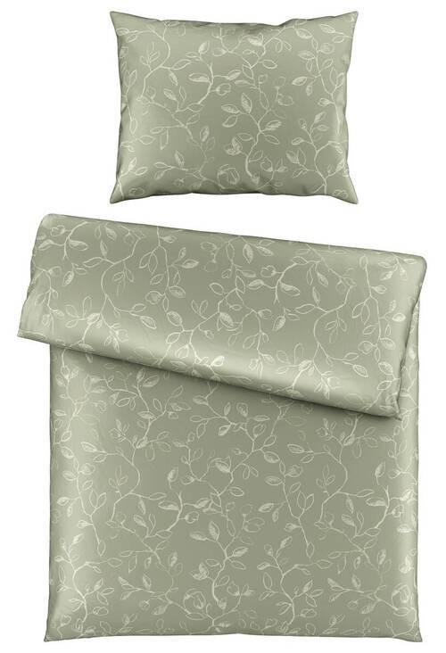BETTWÄSCHESET Lara Satin 160/210 cm  65 cm/100 cm  - Grün, Natur, Textil (160/210cm) - Bio:Vio