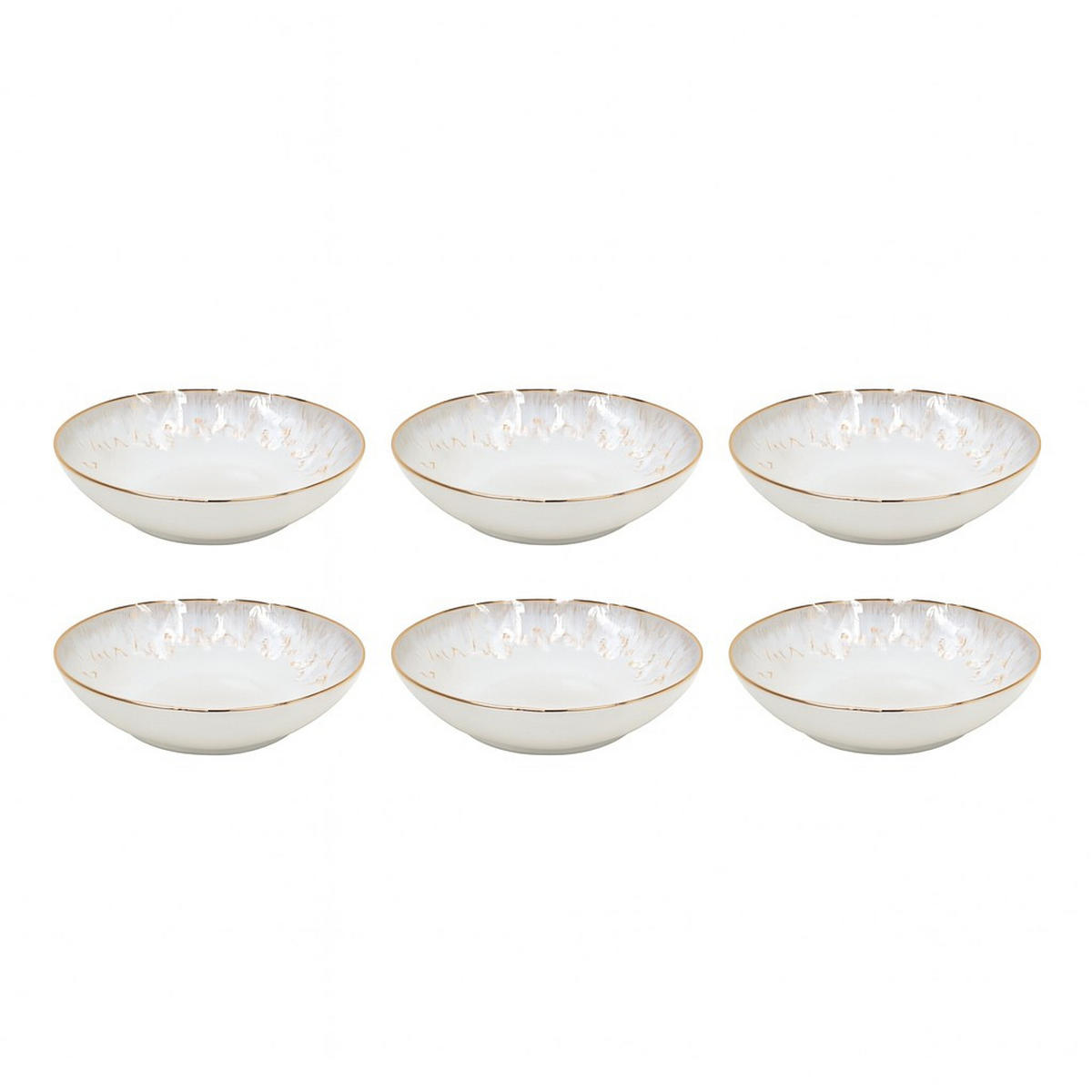 SUPPENTELLERSET Goldfarben, Weiß Hochglanz 6-teilig Feinsteinzeug TAORMINA  - Weiß Hochglanz/Goldfarben, Basics, Keramik (21.5cm) - Costa Nova