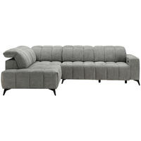 SEDEŽNA GARNITURA, šenilja temno siva  - temno siva/črna, Design, kovina/tekstil (214/293cm) - Xora