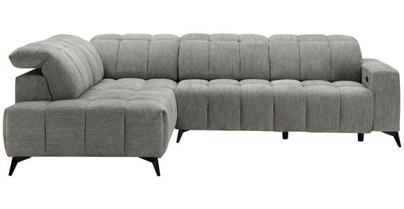 ECKSOFA Dunkelgrau Chenille  - Dunkelgrau/Schwarz, Design, Textil/Metall (214/293cm) - Xora