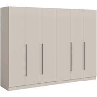 DREHTÜRENSCHRANK 240/181/52 cm,  in Kaschmir, 6-türig  - Kaschmir/Schwarz, MODERN, Holzwerkstoff/Kunststoff (240/181/52cm) - Livetastic