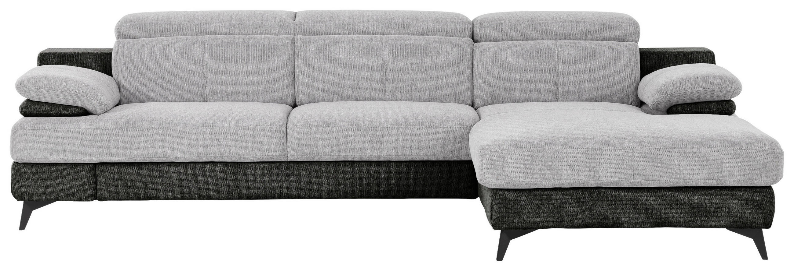 ECKSOFA in Chenille Graphitfarben, Silberfarben - Silberfarben/Schwarz, Design, Textil/Metall (291/80-98/178cm) - Livetastic