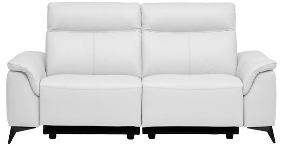3-SITZER-SOFA  in Echtleder Weiß   - Schwarz/Weiß, Design, Leder/Metall (208/105/98cm) - Belluti