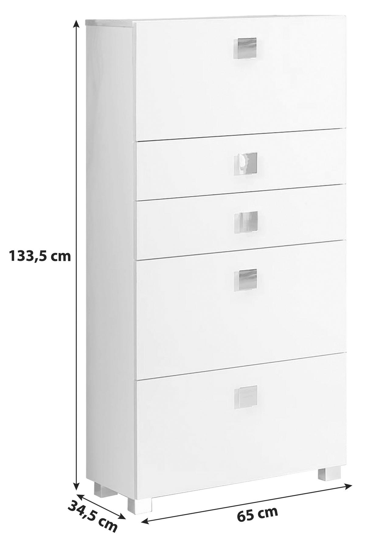 MIDISCHRANK 65,0/133,5/34,5 cm  - Chromfarben/Weiß, MODERN, Holzwerkstoff/Metall (65,0/133,5/34,5cm) - MID.YOU