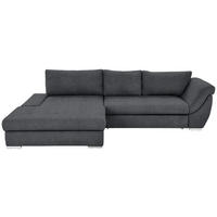 ECKSOFA Flachgewebe Graphitfarben  - Silberfarben/Graphitfarben, Design, Textil/Metall (174/306cm) - MID.YOU
